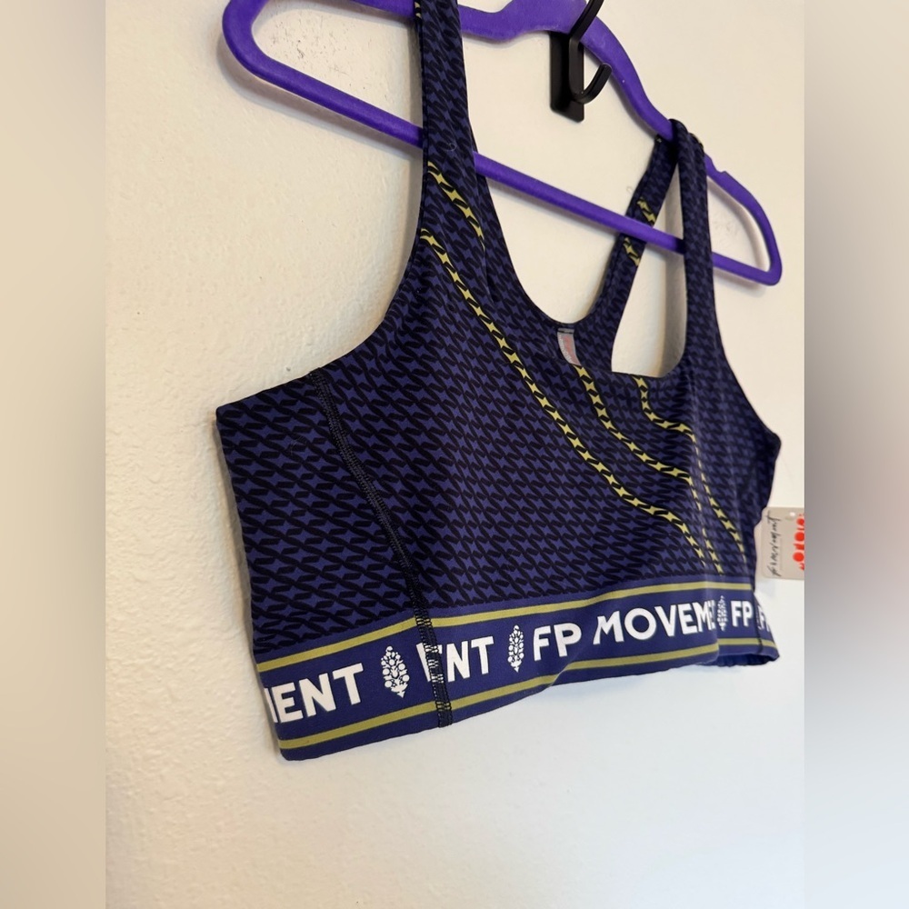 NEW Free People FP Movement Sports Bra Blue Yellow Medium Impact Size XL NWT - Picture 4 of 9